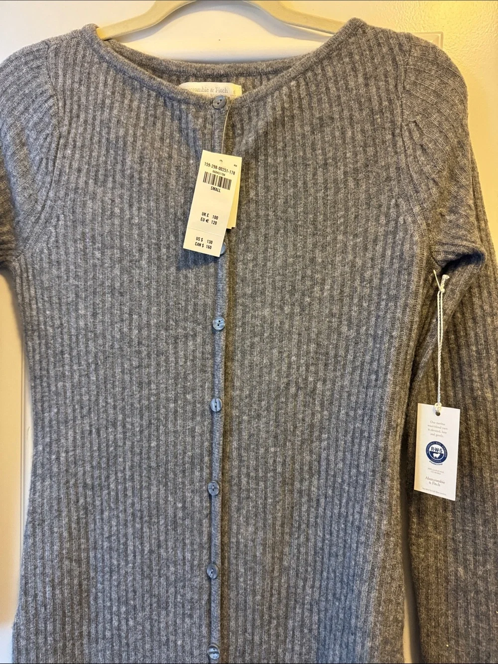 Abercrombie & Fitch Gray Ribbed Button-Front Sweater Dress